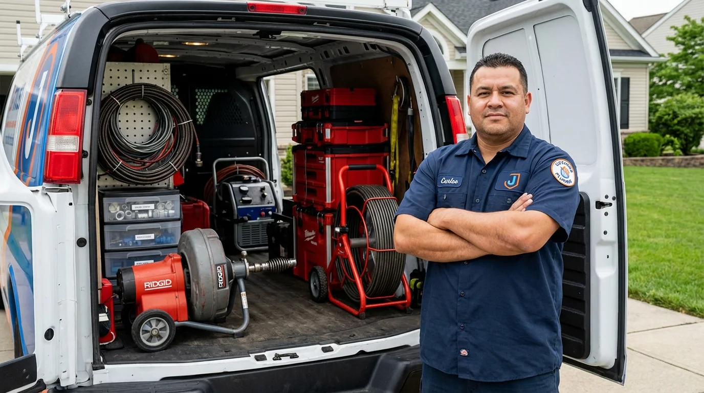 Professional drain cleaning equipment and Johns Plumbing LLC plumber in Watertown