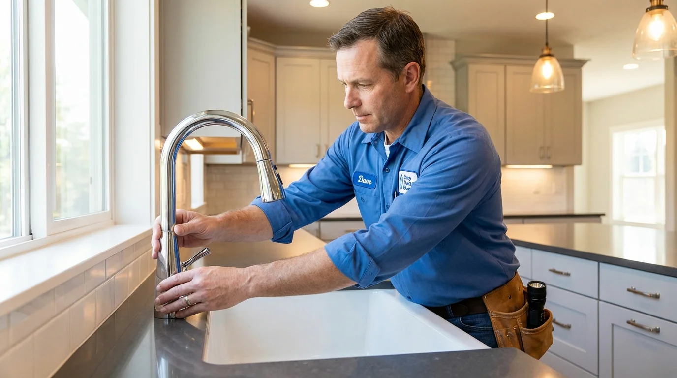 Kitchen faucet installation by Johns Plumbing LLC in Watertown